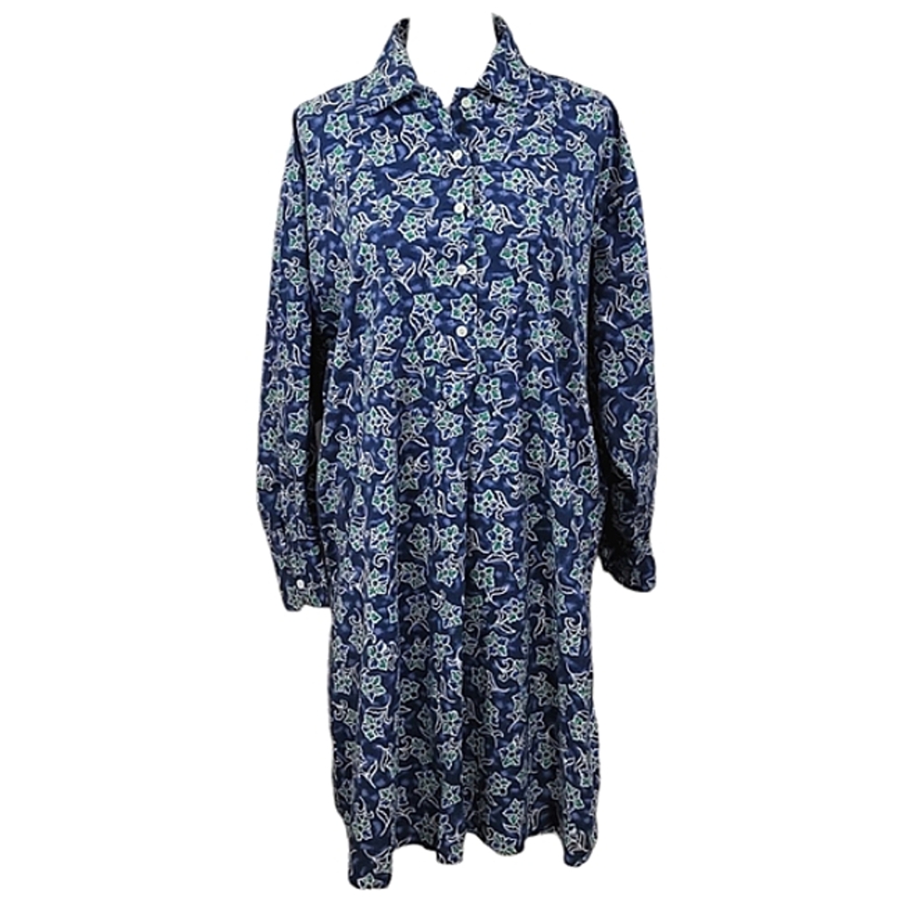 Victoria's Secret Vintage Nightgown Blue Floral Cotton Button Front Size Small